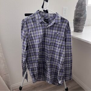 Armani Exchange Purple and Gray Plaid Shirt